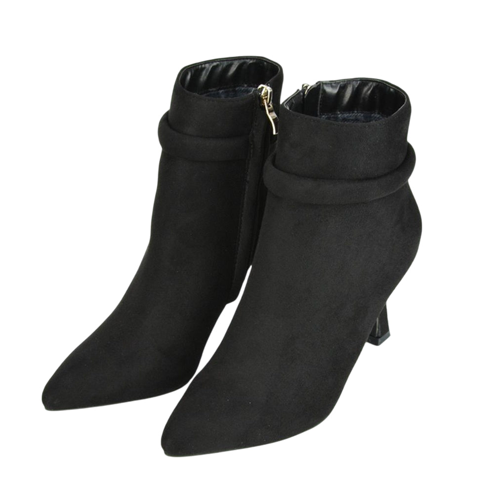 Jet Black - Front - XY London Womens-Ladies Jaelyn Pointed Stiletto Heel Ankle Boots