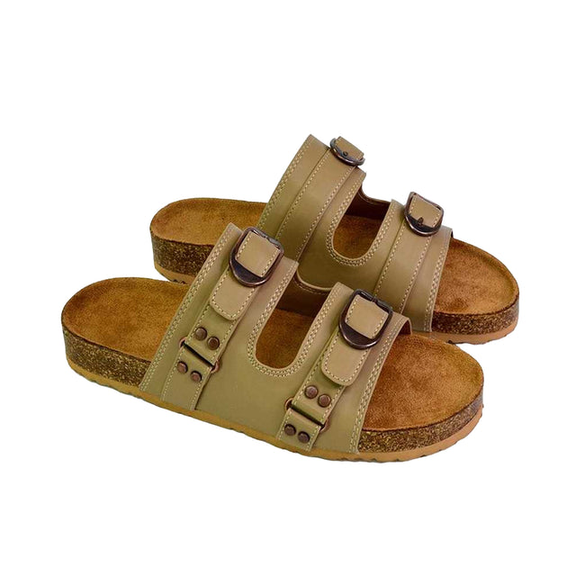 Taupe - Pack Shot - London Womens-Ladies Evan Slip-on Flat Sandals