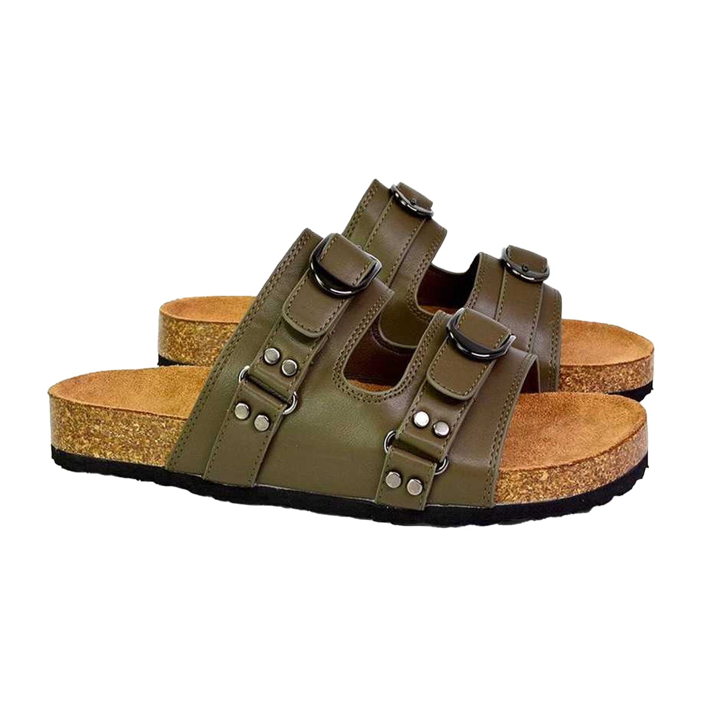 Tan - Front - London Womens-Ladies Evan Slip-on Flat Sandals