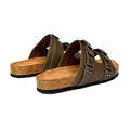 Khaki - Back - London Womens-Ladies Evan Slip-on Flat Sandals