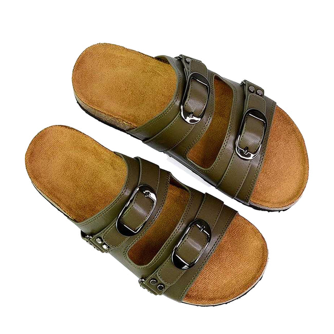 Khaki - Lifestyle - London Womens-Ladies Evan Slip-on Flat Sandals