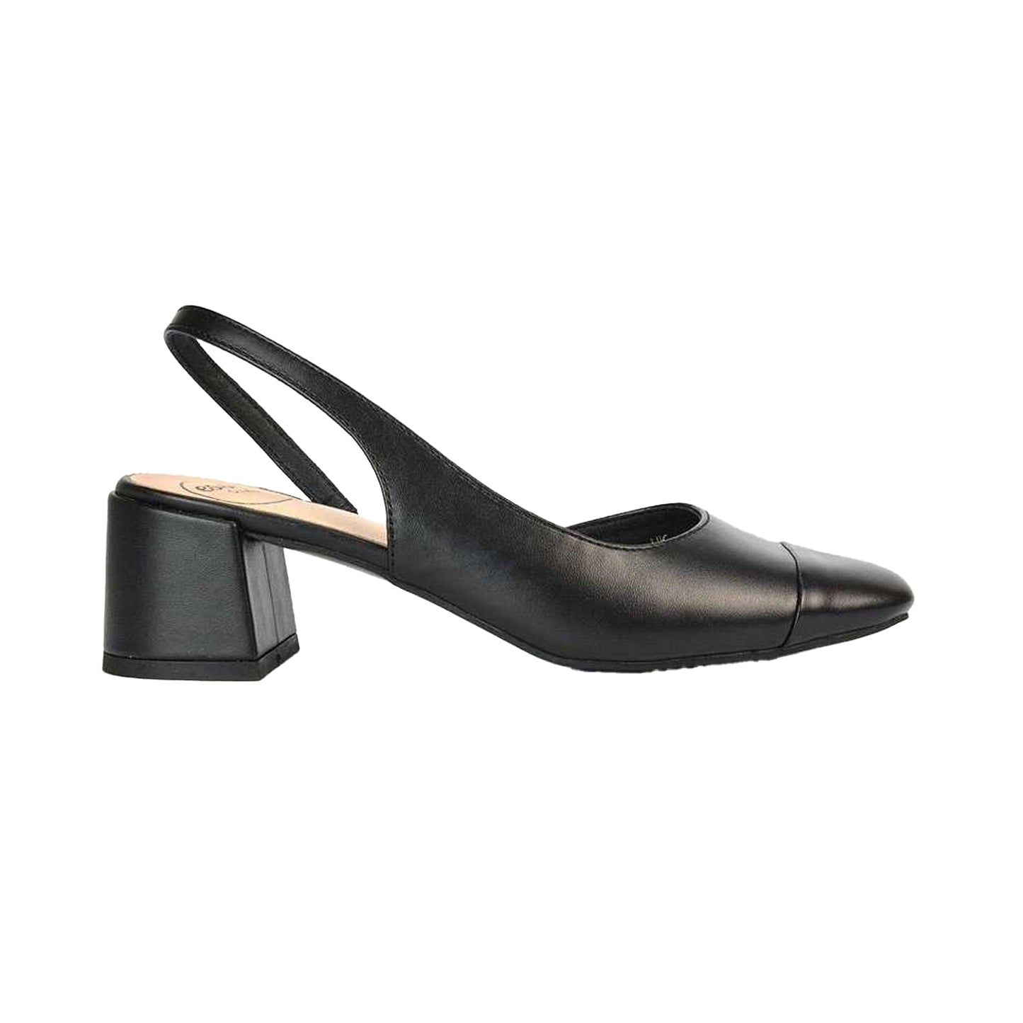 Jet Black - Front - XY London Womens-Ladies Karis Sling Back Block Heel Court Shoes