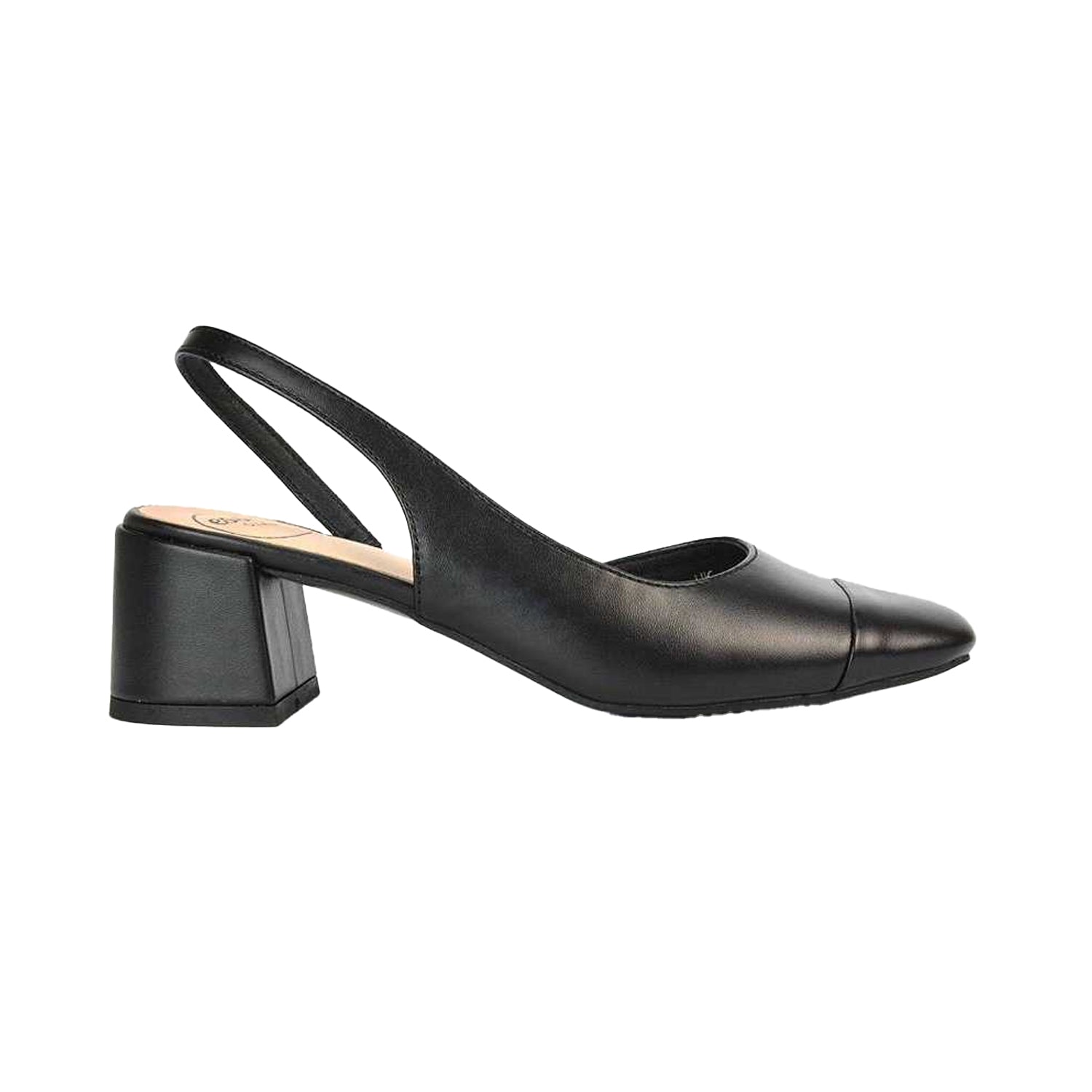 Jet Black - Front - XY London Womens-Ladies Karis Sling Back Block Heel Court Shoes