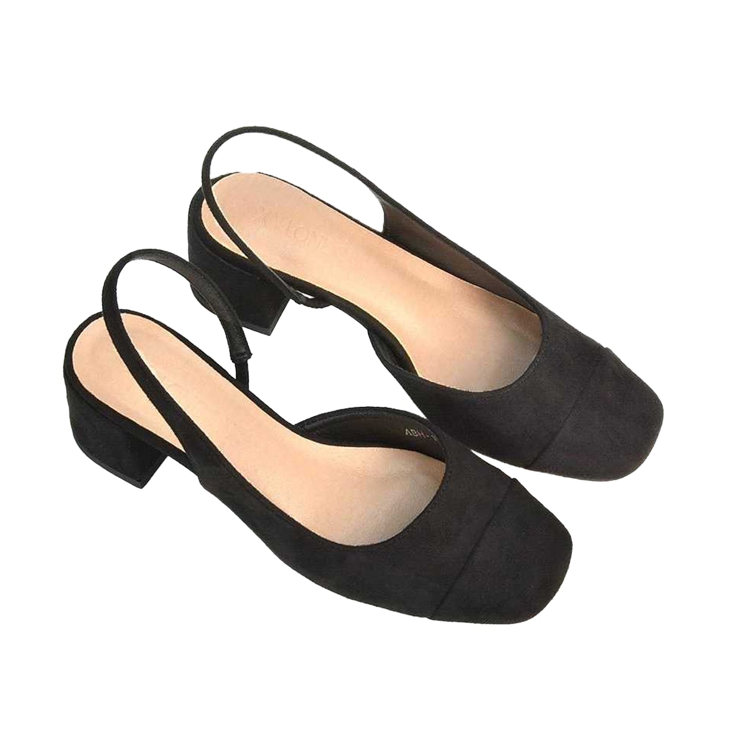 Jet Black - Close up - XY London Womens-Ladies Karis Sling Back Block Heel Court Shoes