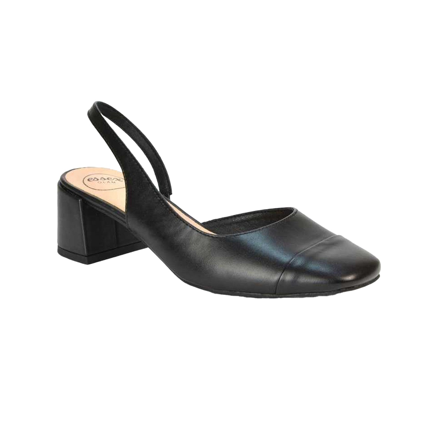 Light Brown - Front - XY London Womens-Ladies Karis Sling Back Block Heel Court Shoes