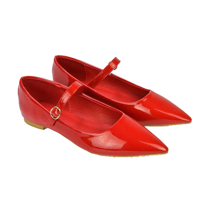 Red - Lifestyle - XY London Womens-Ladies Aimee Patent Flat Pumps