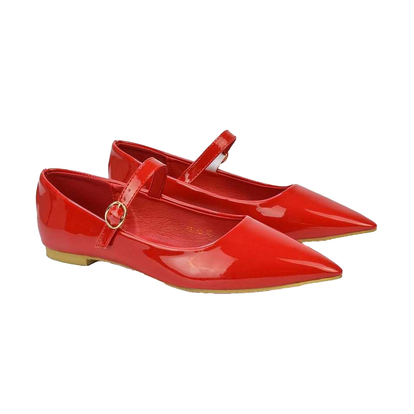 Red - Pack Shot - XY London Womens-Ladies Aimee Patent Flat Pumps