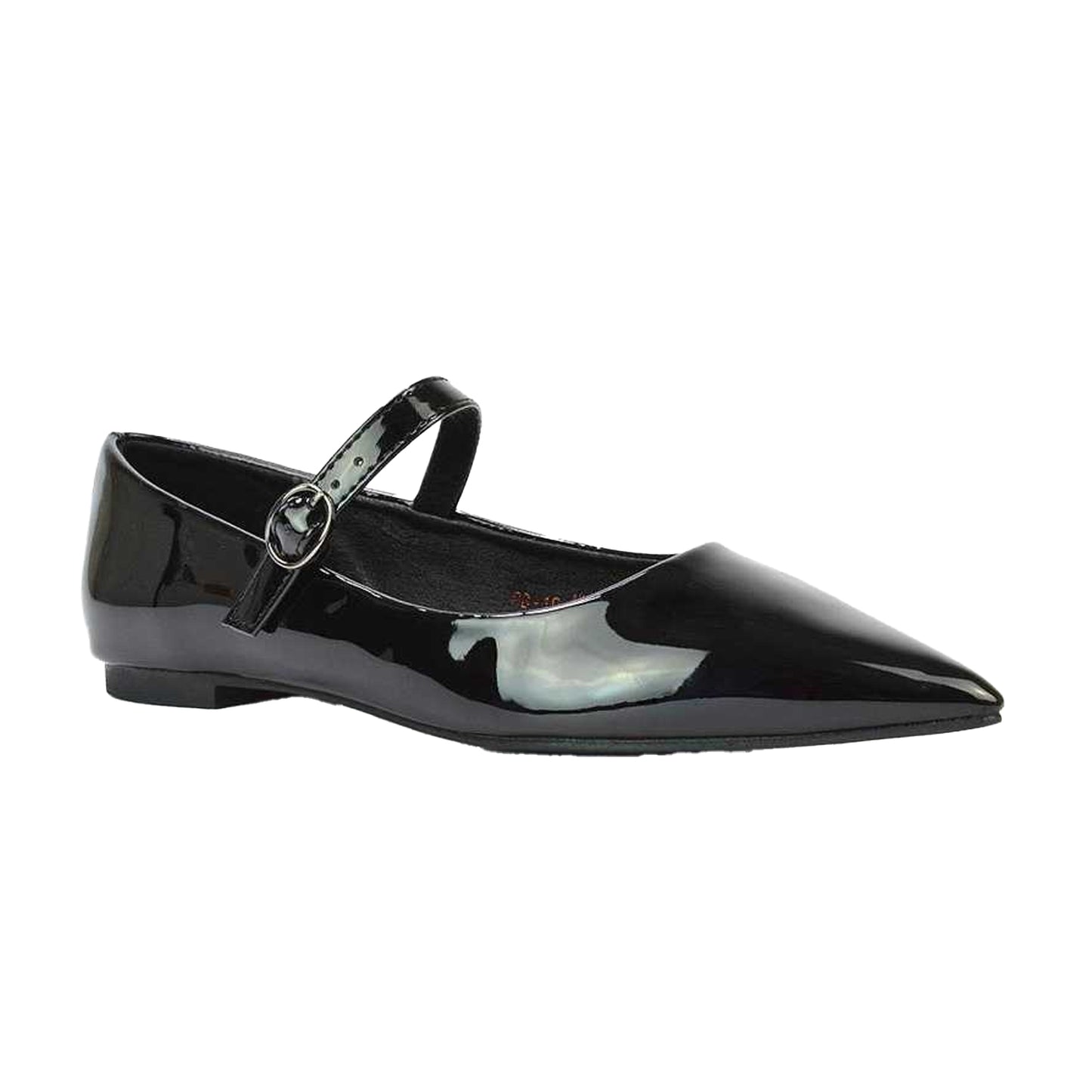 True Black - Front - XY London Womens-Ladies Aimee Patent Flat Pumps