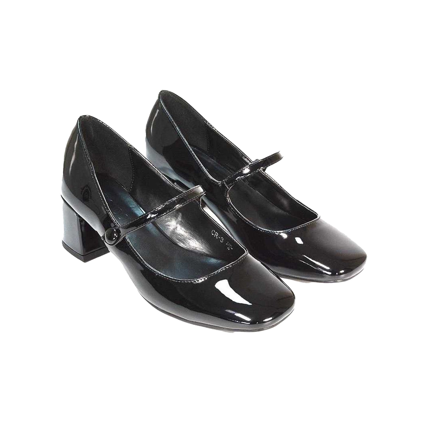 True Black - Pack Shot - XY London Womens-Ladies Leneka Slip-on Low Block Heel Court Shoes