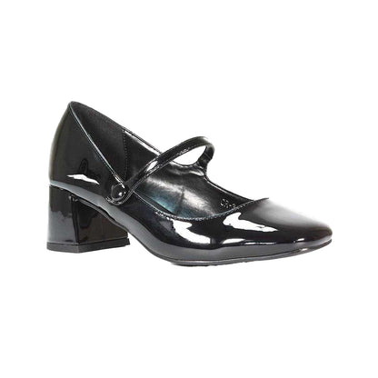 True Black - Front - XY London Womens-Ladies Leneka Slip-on Low Block Heel Court Shoes