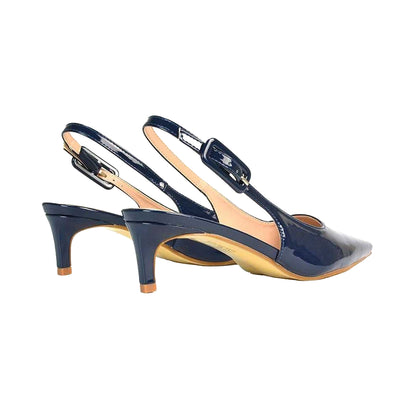 Peach - Front - XY London Womens-Ladies Kelly Sling Back Low Kitten Heel Court Shoes