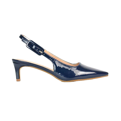 Peach - Back - XY London Womens-Ladies Kelly Sling Back Low Kitten Heel Court Shoes