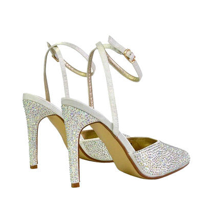 Ivory - Back - XY London Womens-Ladies Indyah Diamante Court Shoes