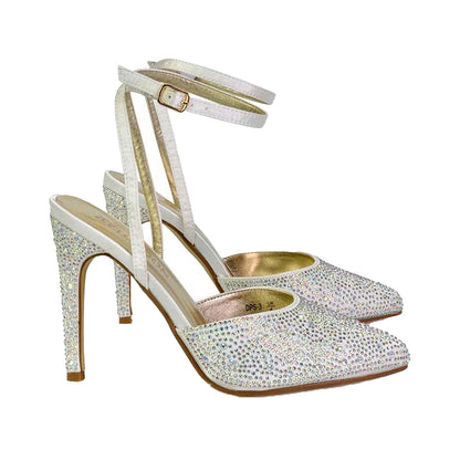 Ivory - Side - XY London Womens-Ladies Indyah Diamante Court Shoes