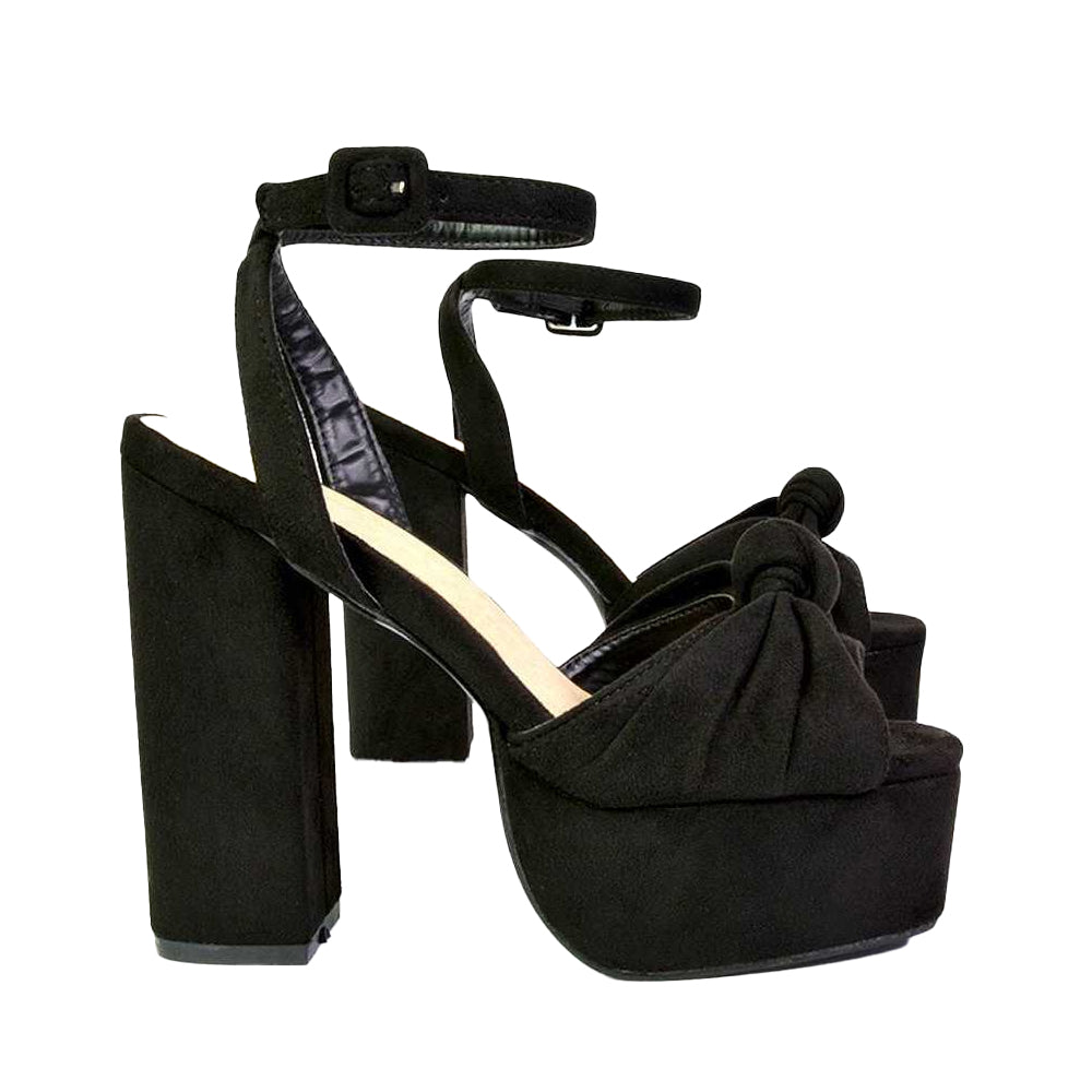 Jet Black - Lifestyle - XY London Womens-Ladies Lillian Strappy Chunky Peep Toe Block Heel High Heels