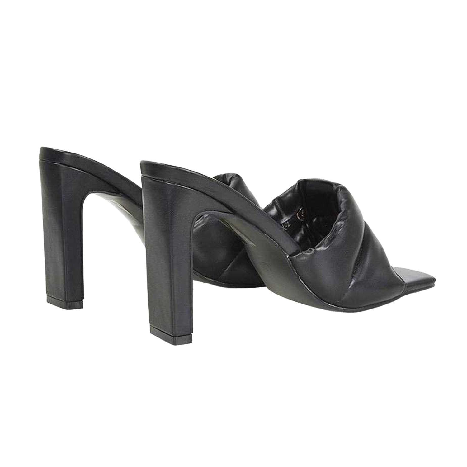 Black - Back - XY London Womens-Ladies Mallory Slim High Block Heel Mules