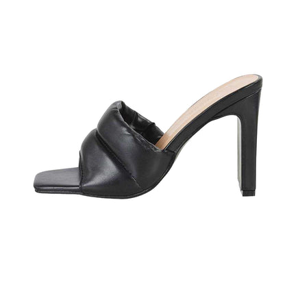 Black - Lifestyle - XY London Womens-Ladies Mallory Slim High Block Heel Mules