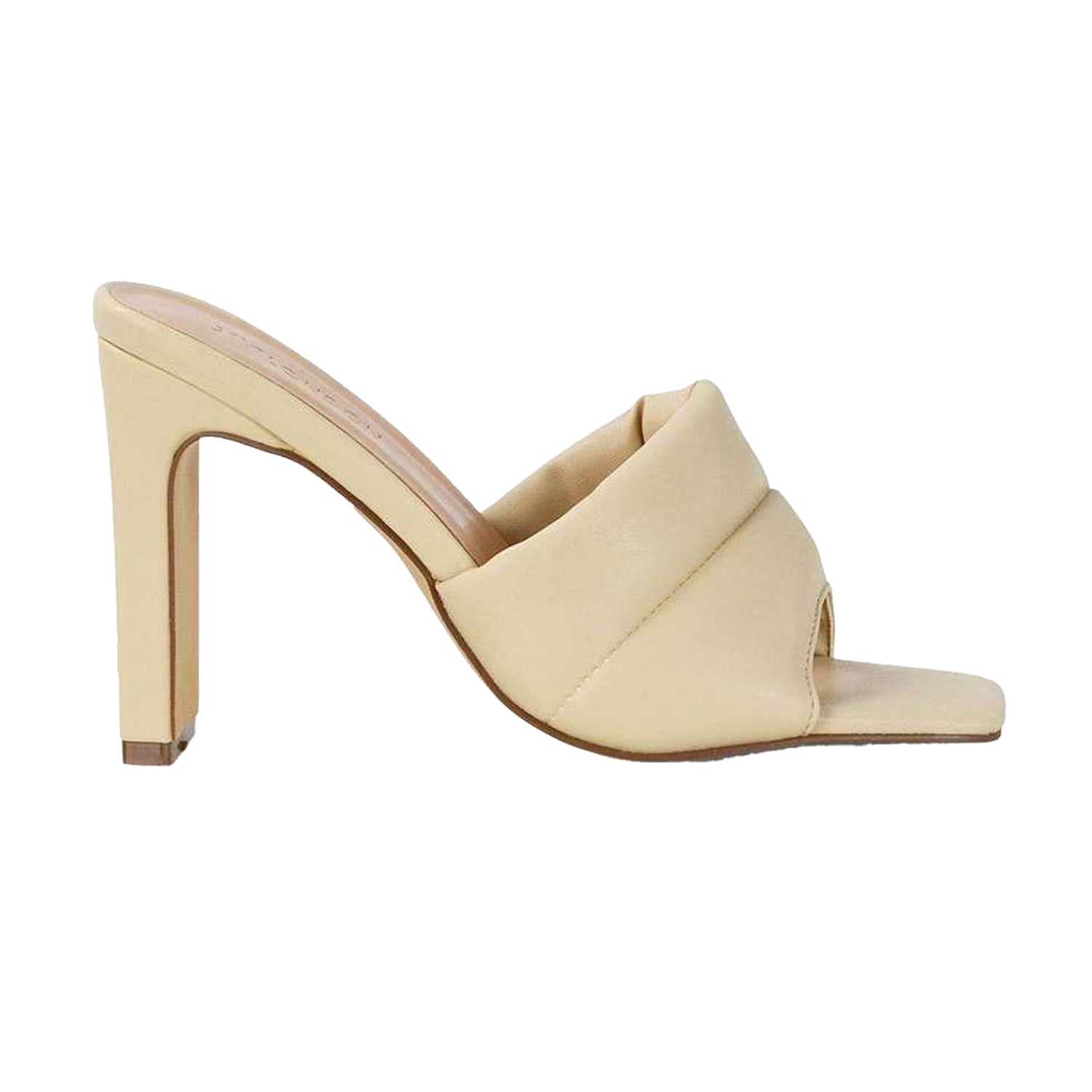 Nude - Side - XY London Womens-Ladies Mallory Slim High Block Heel Mules