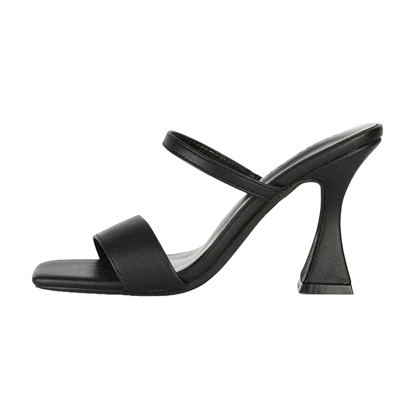 Black - Lifestyle - XY London Womens-Ladies Haven Double Strap Sculptured Heel Mules