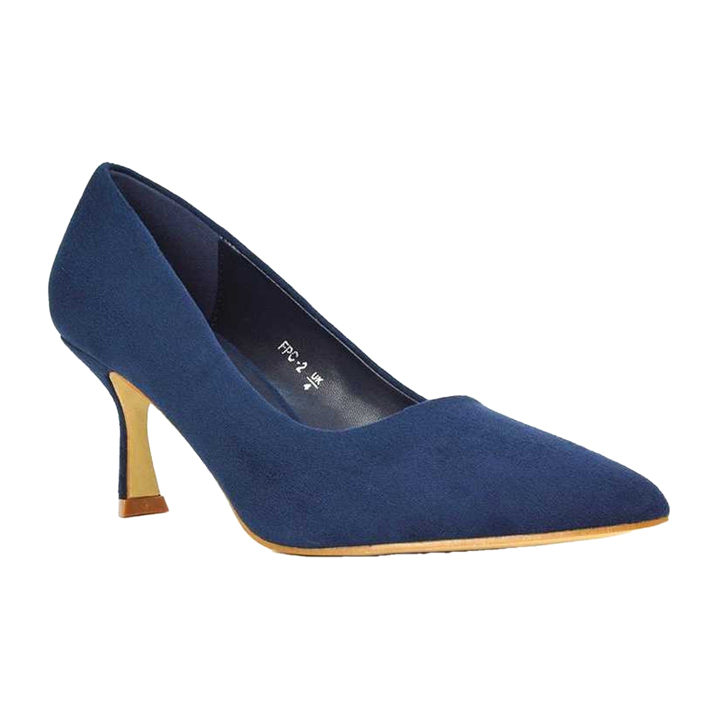Navy - Front - XY London Womens-Ladies Lisa Pointed Mid Stiletto Court Shoes