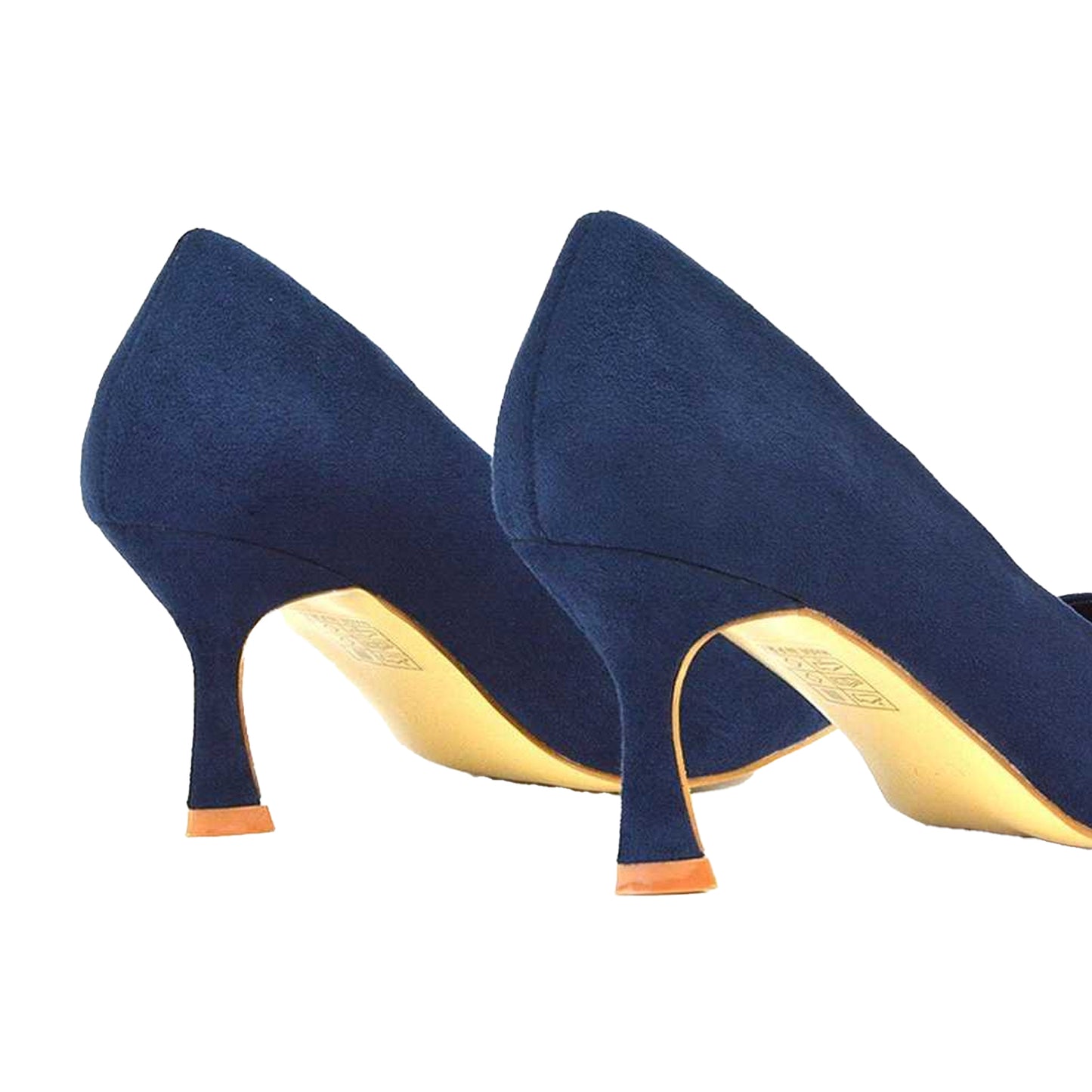 Navy - Back - XY London Womens-Ladies Lisa Pointed Mid Stiletto Court Shoes