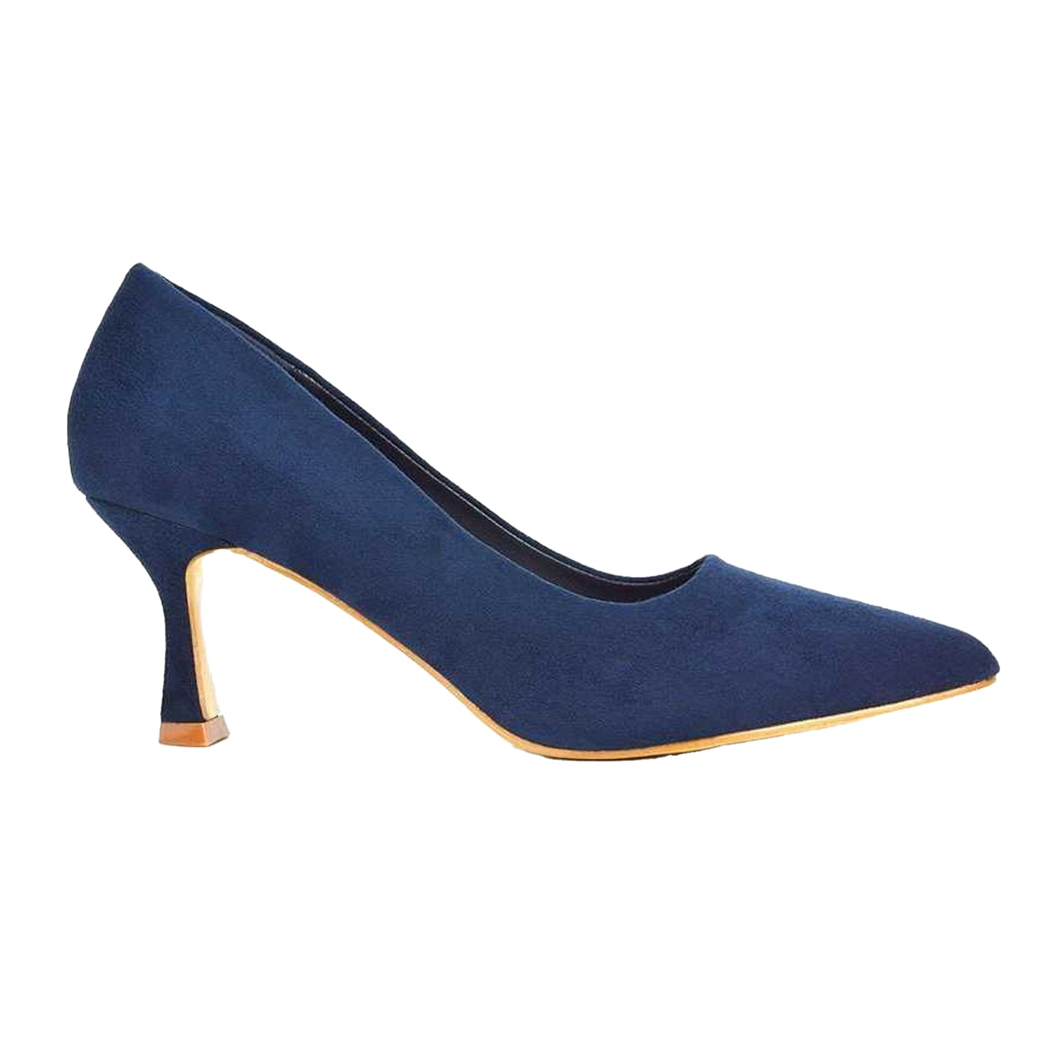 Navy - Side - XY London Womens-Ladies Lisa Pointed Mid Stiletto Court Shoes