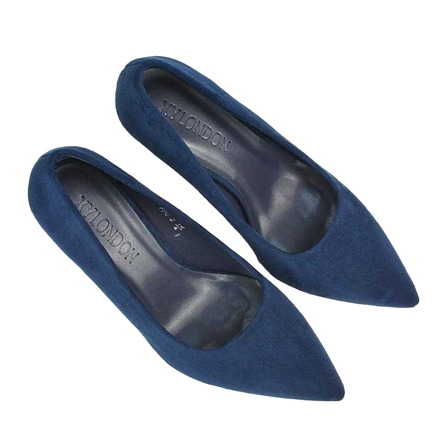 Navy - Pack Shot - XY London Womens-Ladies Lisa Pointed Mid Stiletto Court Shoes