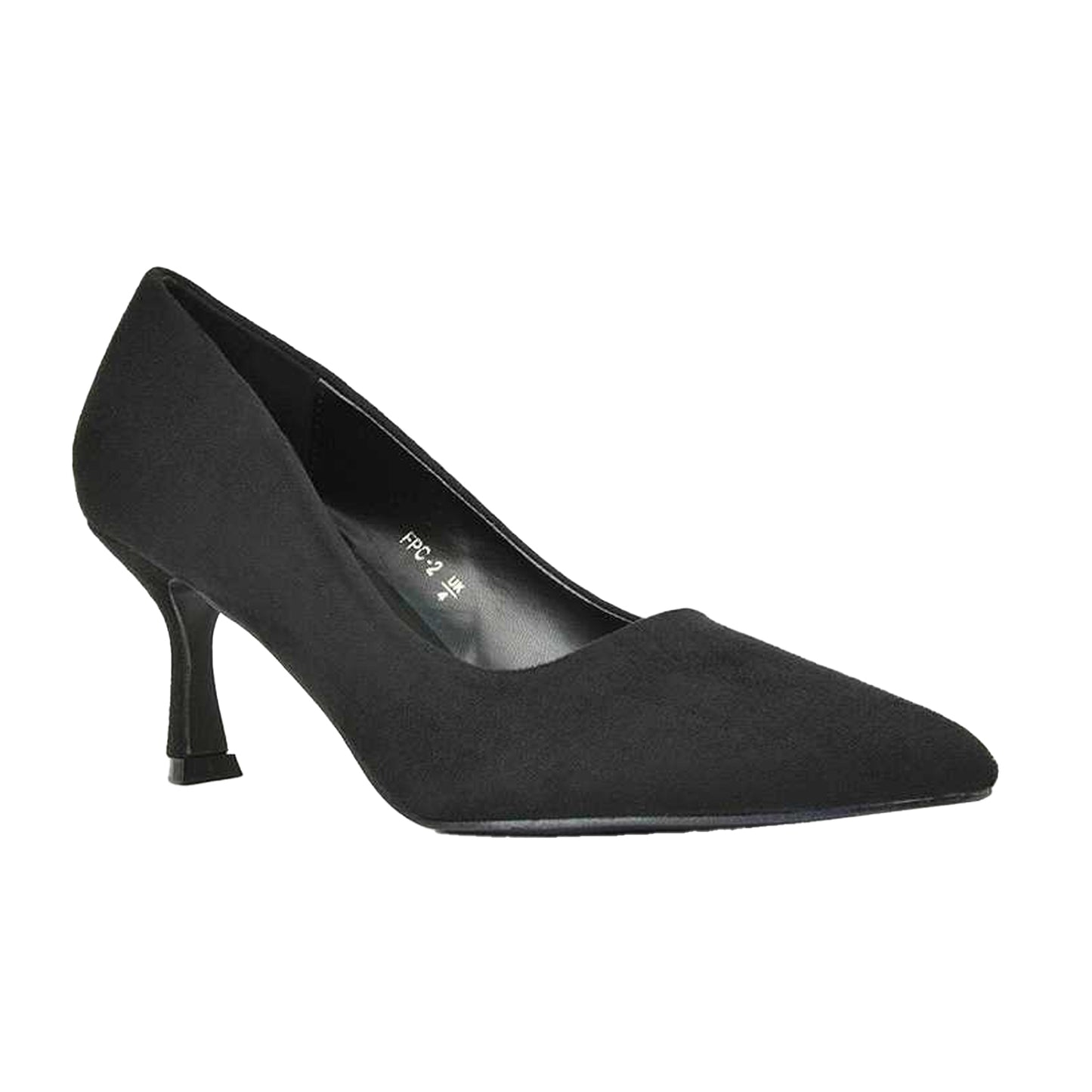 Jet Black - Front - XY London Womens-Ladies Lisa Pointed Mid Stiletto Court Shoes