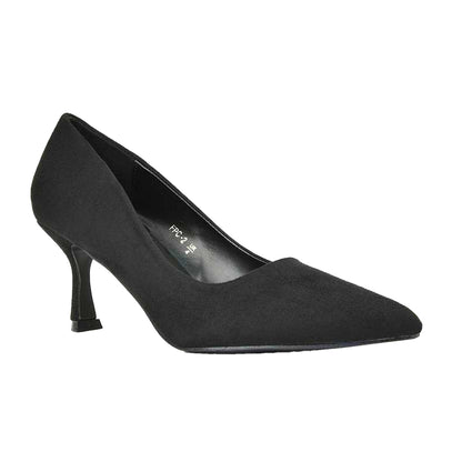 Jet Black - Front - XY London Womens-Ladies Lisa Pointed Mid Stiletto Court Shoes