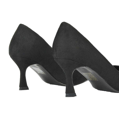 Jet Black - Back - XY London Womens-Ladies Lisa Pointed Mid Stiletto Court Shoes