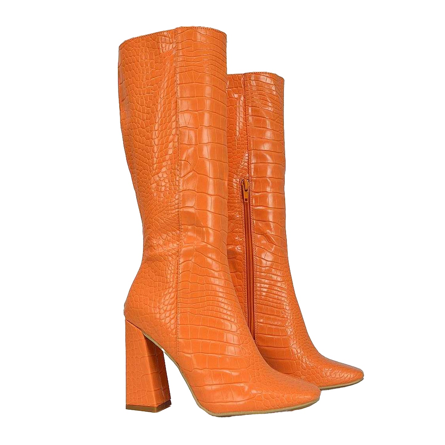 Orange - Lifestyle - XY London Womens-Ladies Mina Mid Calf Heeled Knee-High Boots