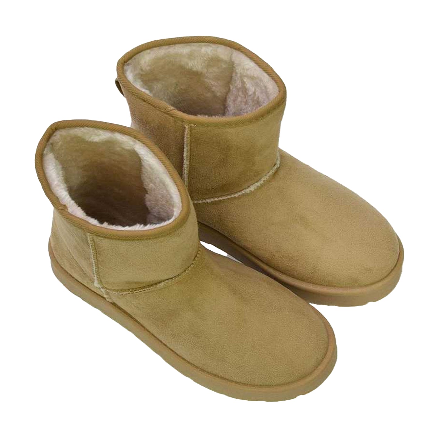 Light Tan - Lifestyle - XY London Womens-Ladies Junie Faux Fur Lined Classic Flat Ankle Boots