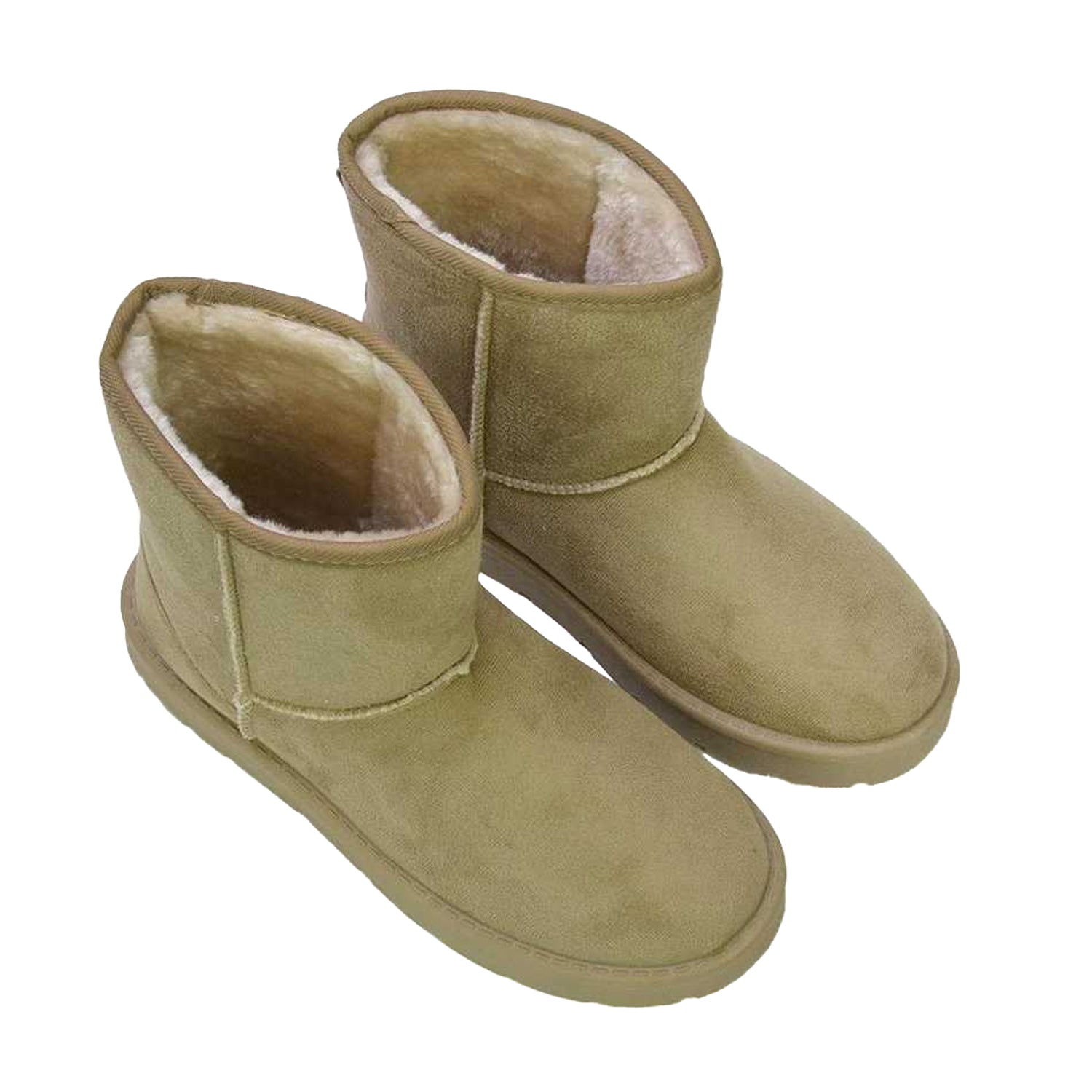 Light Stone - Lifestyle - XY London Womens-Ladies Junie Faux Fur Lined Classic Flat Ankle Boots