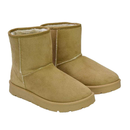 Light Tan - Front - XY London Womens-Ladies Junie Faux Fur Lined Classic Flat Ankle Boots