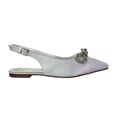 Silver - Front - XY London Womens-Ladies Ossie Diamante Sling Back Pumps