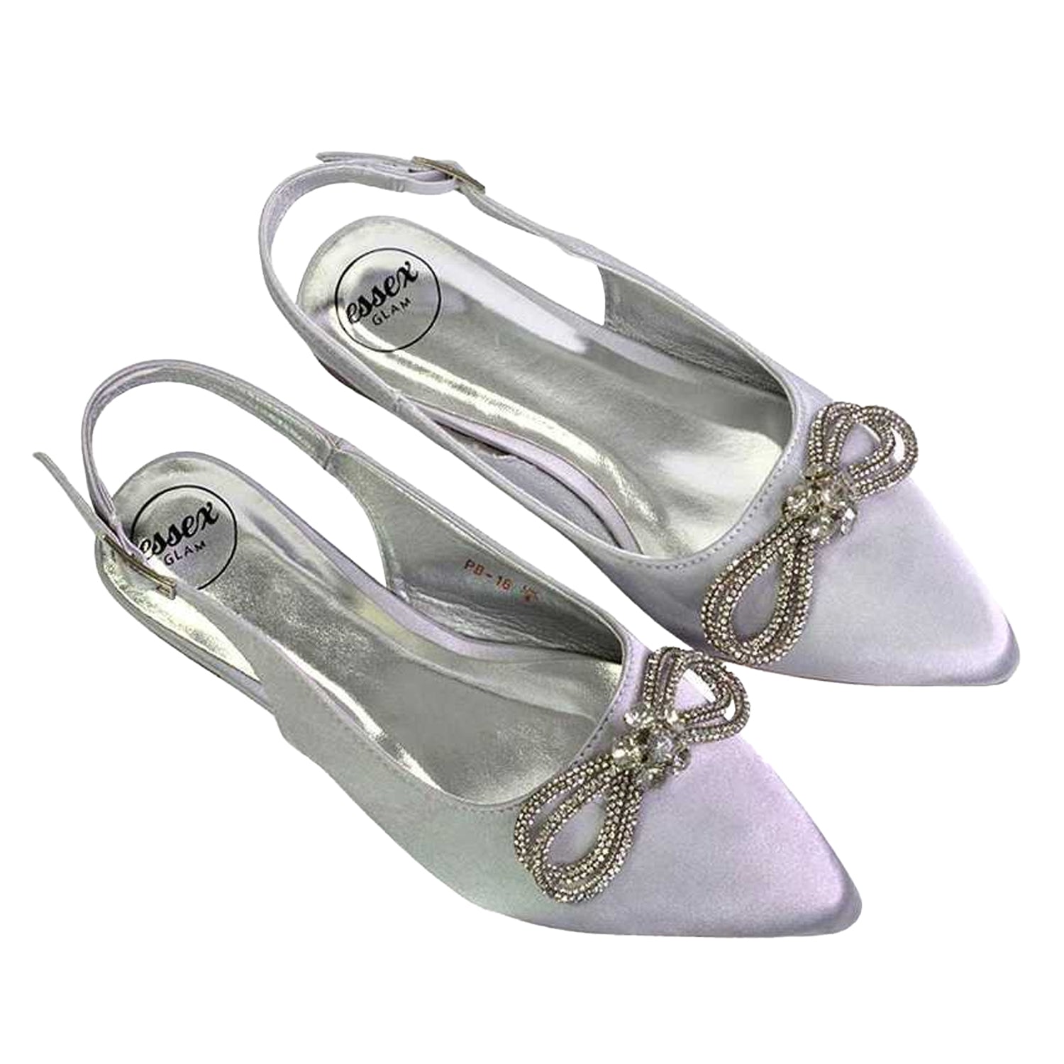 Silver - Lifestyle - XY London Womens-Ladies Ossie Diamante Sling Back Pumps