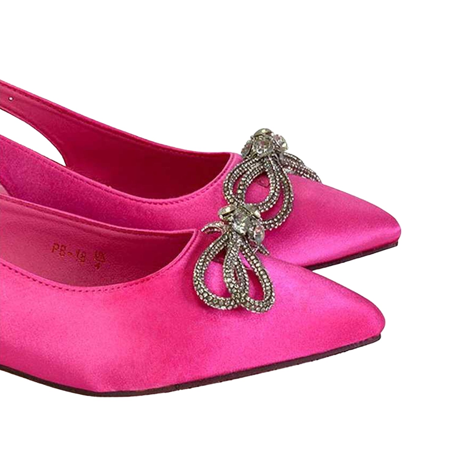 Fuchsia - Side - XY London Womens-Ladies Ossie Diamante Sling Back Pumps