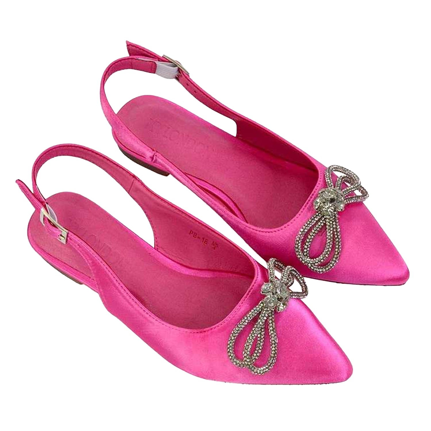 Fuchsia - Lifestyle - XY London Womens-Ladies Ossie Diamante Sling Back Pumps