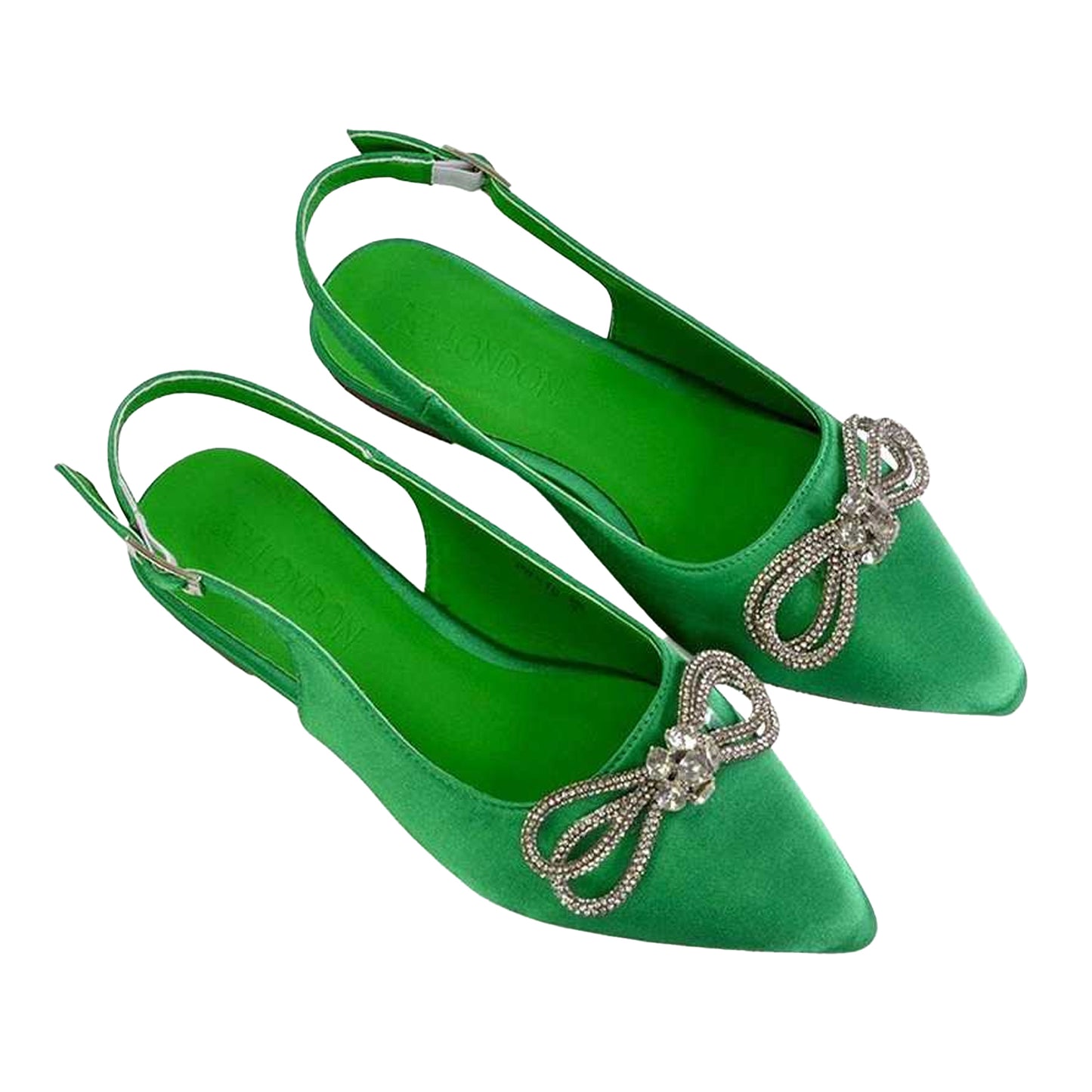 Green - Lifestyle - XY London Womens-Ladies Ossie Diamante Sling Back Pumps