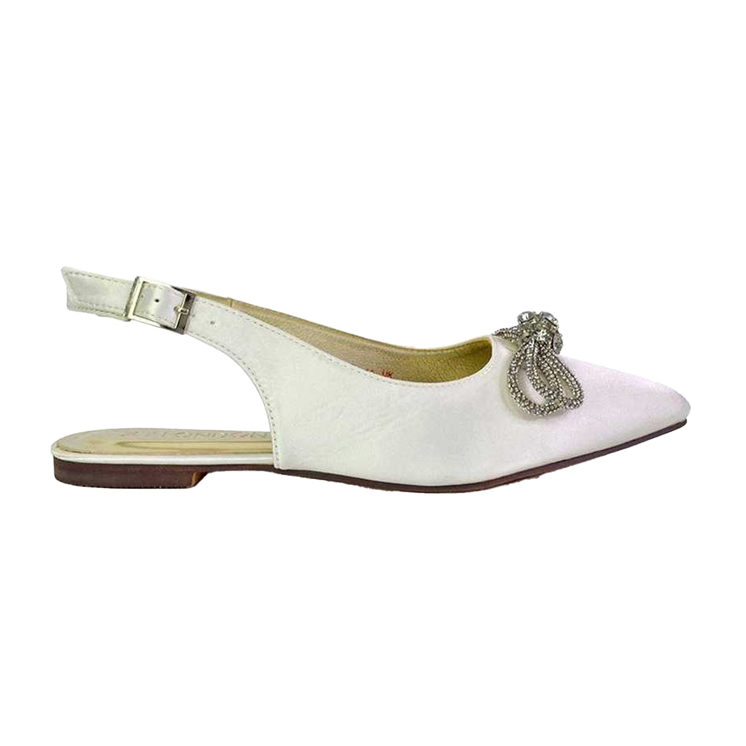Ivory - Front - XY London Womens-Ladies Ossie Diamante Sling Back Pumps