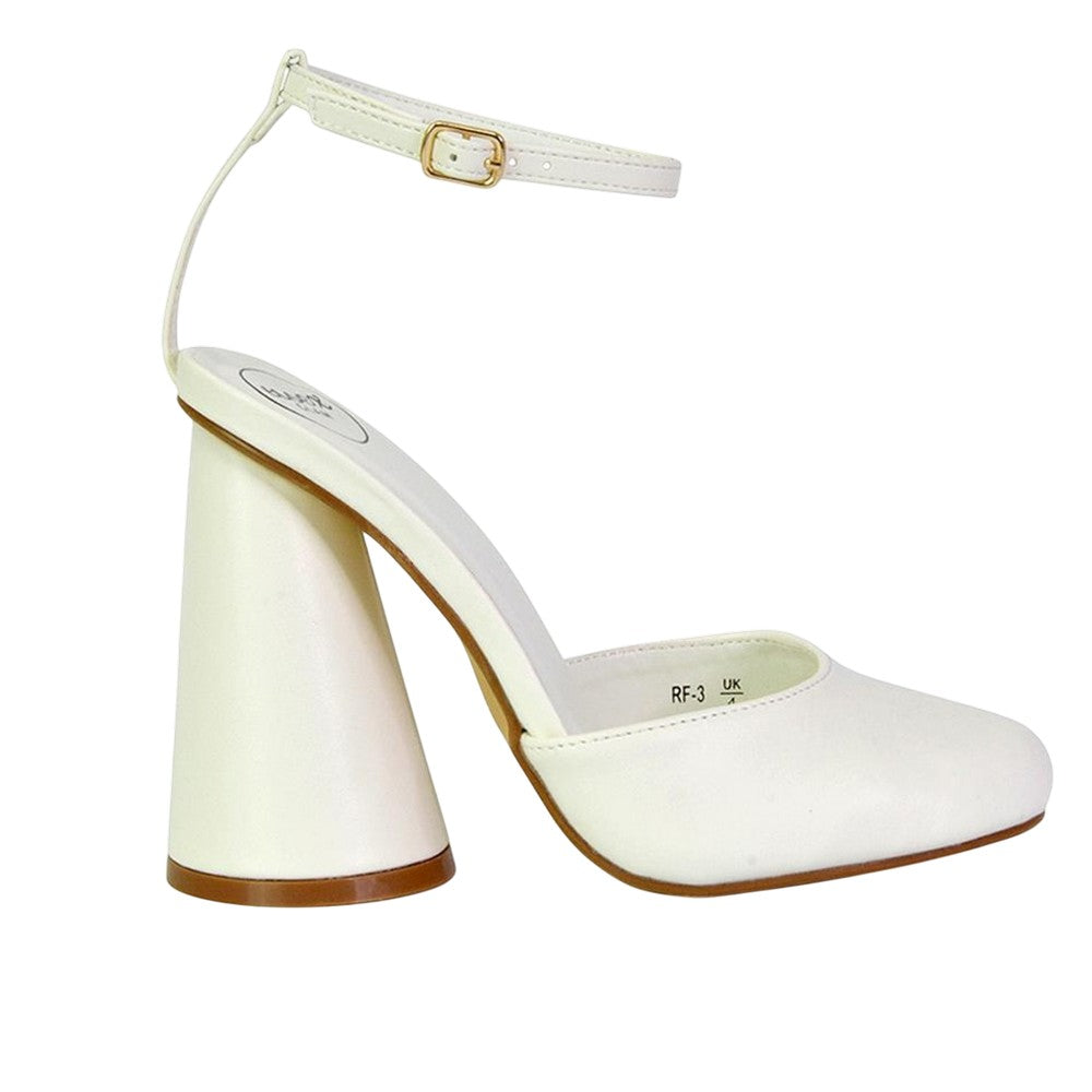 White - Side - XY London Womens-Ladies Ekin Cylinder High Heels