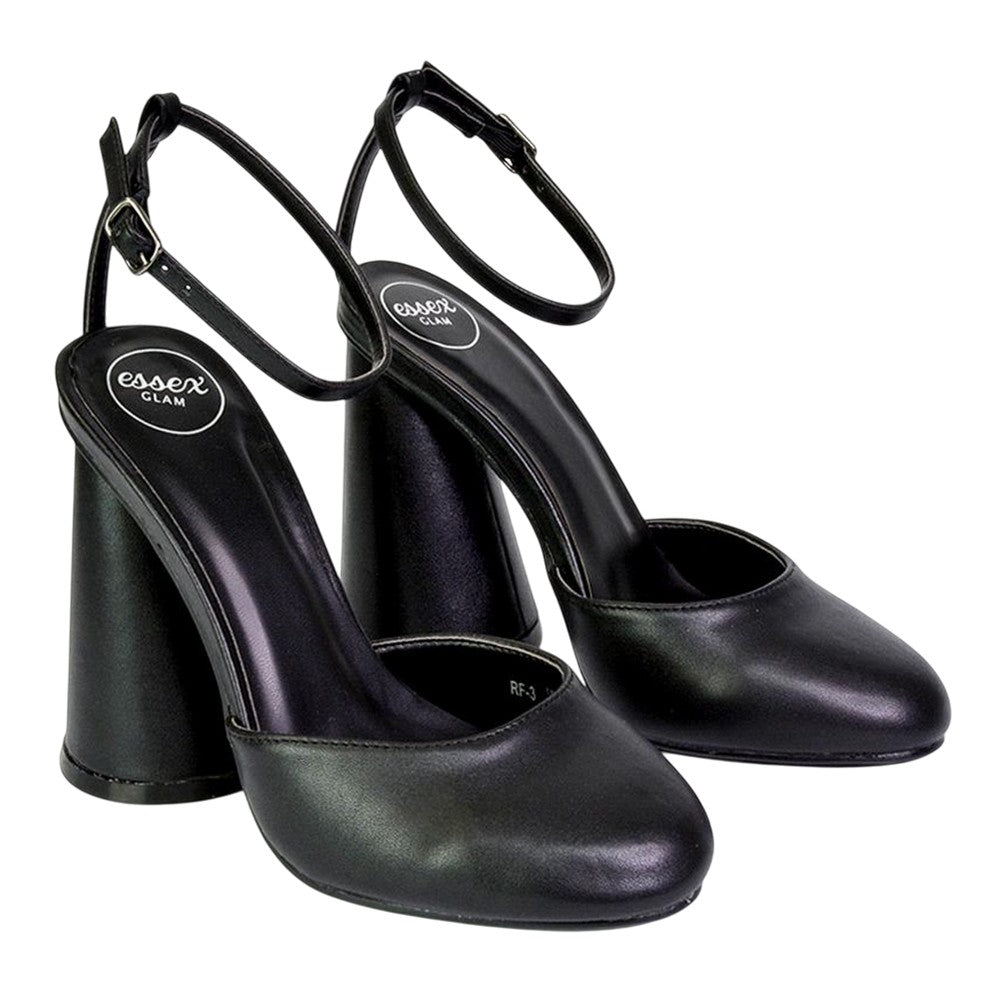 Black - Front - XY London Womens-Ladies Ekin Cylinder High Heels