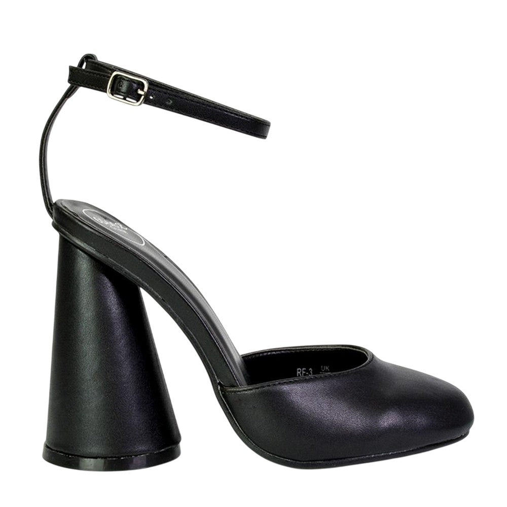 Black - Side - XY London Womens-Ladies Ekin Cylinder High Heels