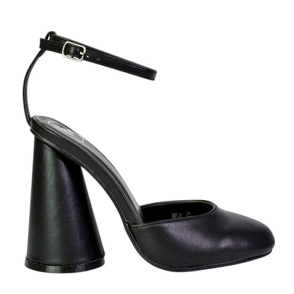 Black - Side - XY London Womens-Ladies Ekin Cylinder High Heels