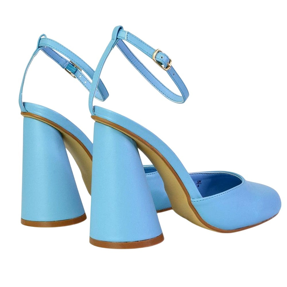 Blue - Back - XY London Womens-Ladies Ekin Cylinder High Heels