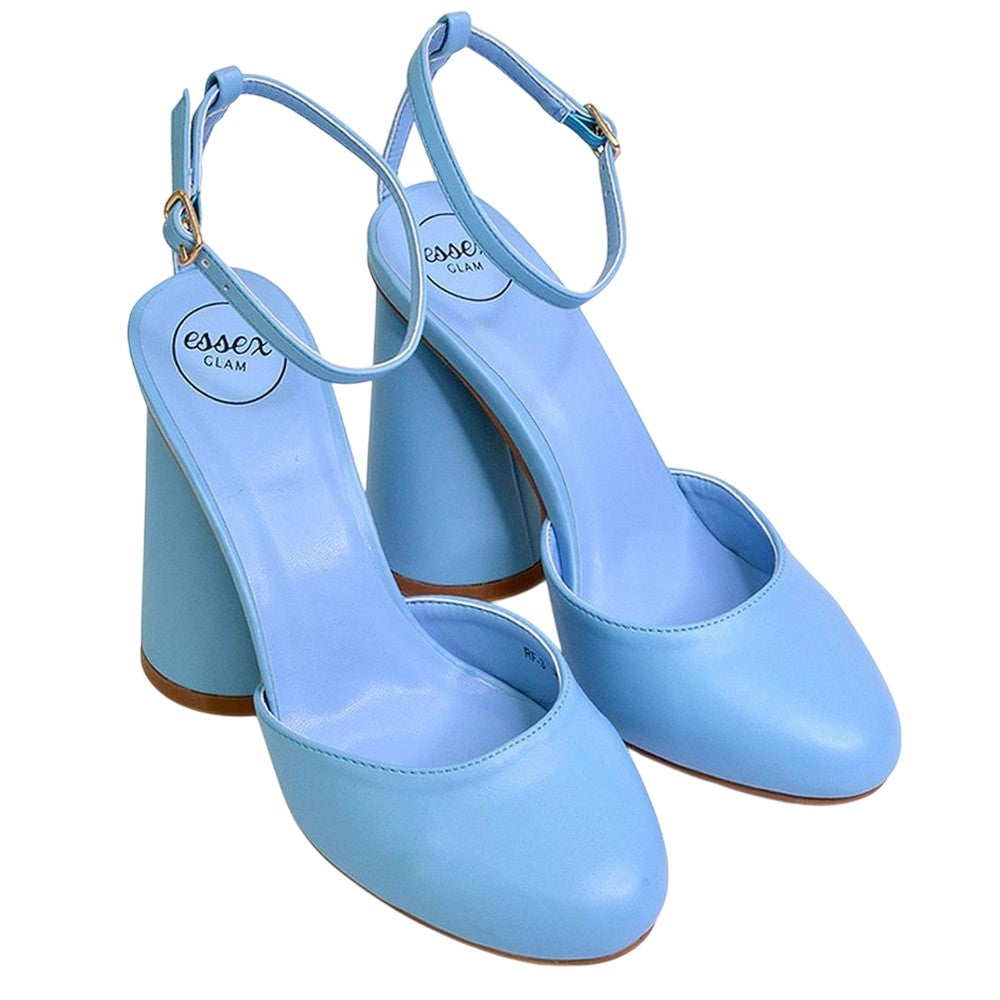 Blue - Pack Shot - XY London Womens-Ladies Ekin Cylinder High Heels