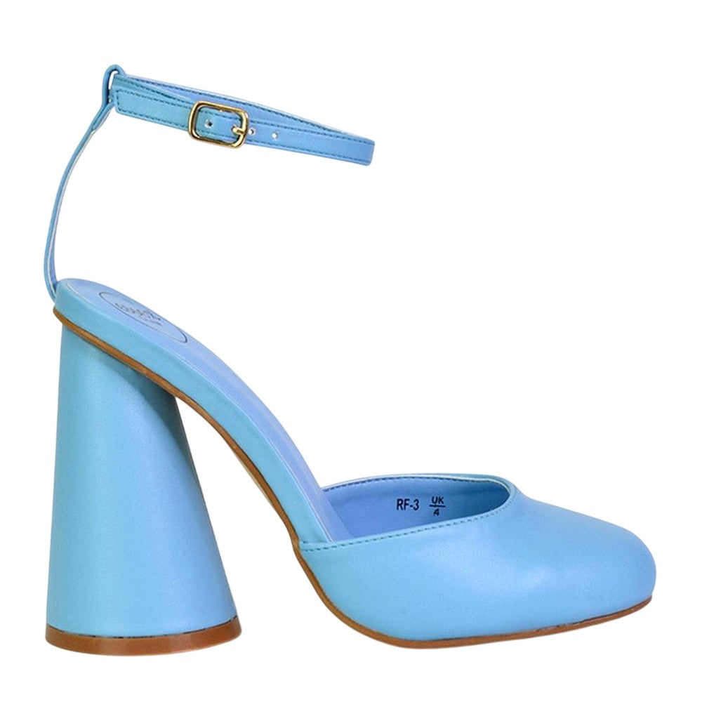 Blue - Side - XY London Womens-Ladies Ekin Cylinder High Heels