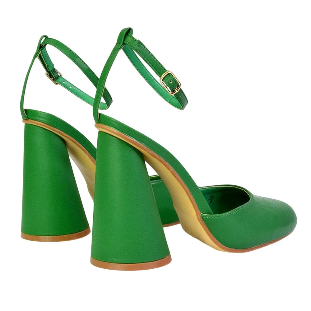 Green - Back - XY London Womens-Ladies Ekin Cylinder High Heels