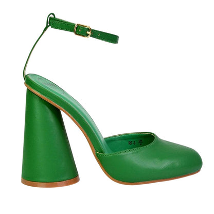 Green - Side - XY London Womens-Ladies Ekin Cylinder High Heels