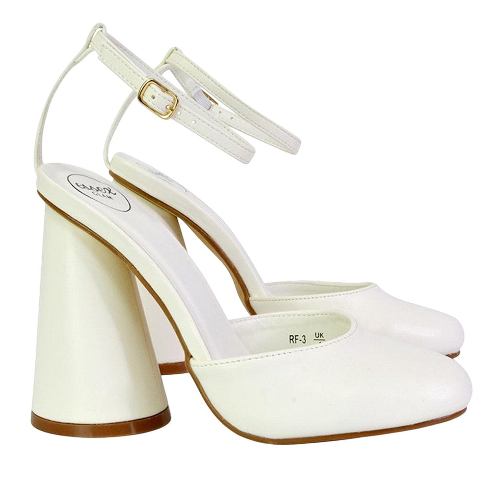 White - Lifestyle - XY London Womens-Ladies Ekin Cylinder High Heels